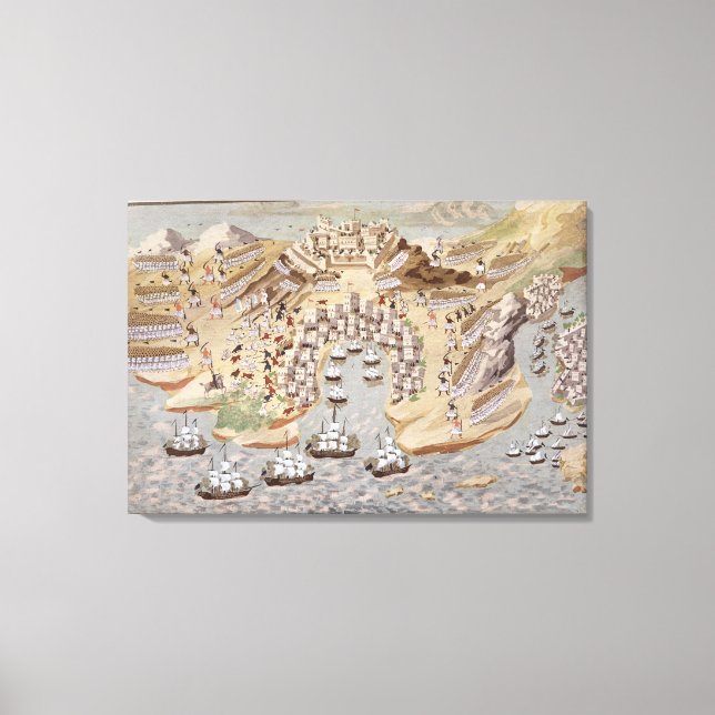 Lienzo Vista aérea de Grecia occidental centrada en Vonit (Anverso)