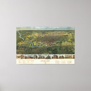 Lienzo Vista aérea de Houston, Texas (1891)