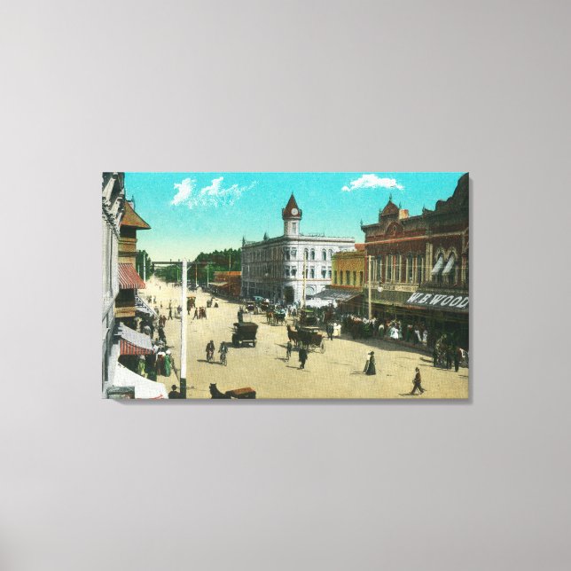 Lienzo Vista aérea de I StreetModesto, CA (Anverso)