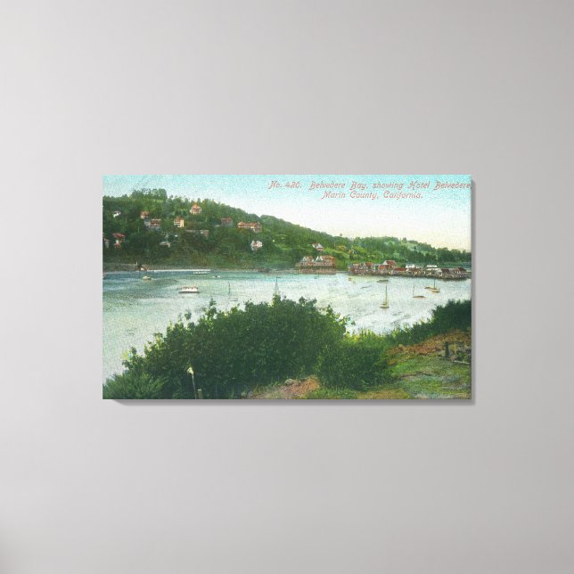 Lienzo Vista aérea de la bahía de Belvedere, Hotel Belved (Anverso)