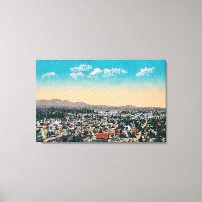 Lienzo Vista aérea de la Ciudad Coeur d'Alene, ID (Anverso)