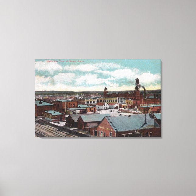 Lienzo Vista aérea de la ciudad, Tren TracksNampa, ID (Anverso)