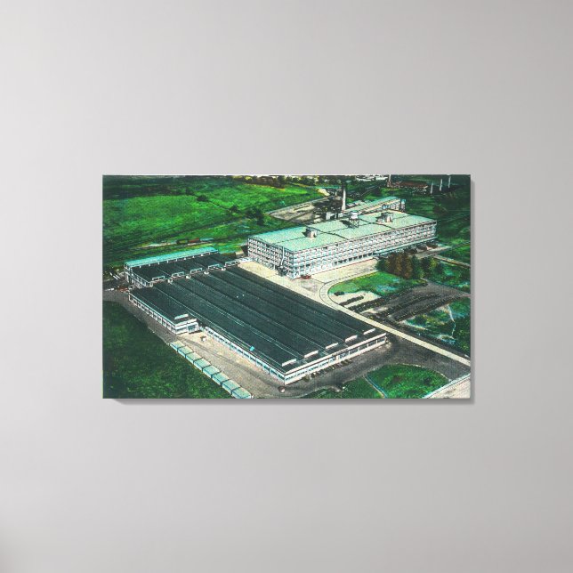 Lienzo Vista aérea de la fabricación de Goodyear-Zeppelin (Anverso)