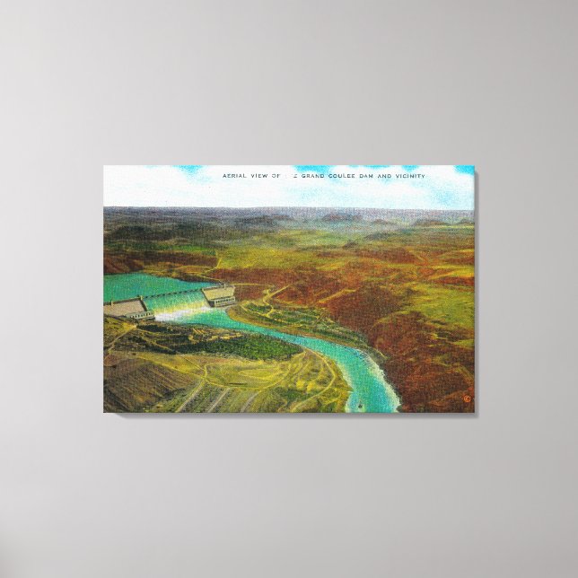 Lienzo Vista aérea de la presa de Grand Coulee (Anverso)