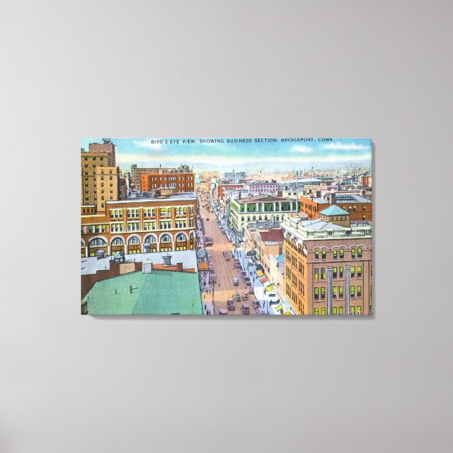Lienzo Vista aérea de la sección de negocios de la ciudad (Anverso)