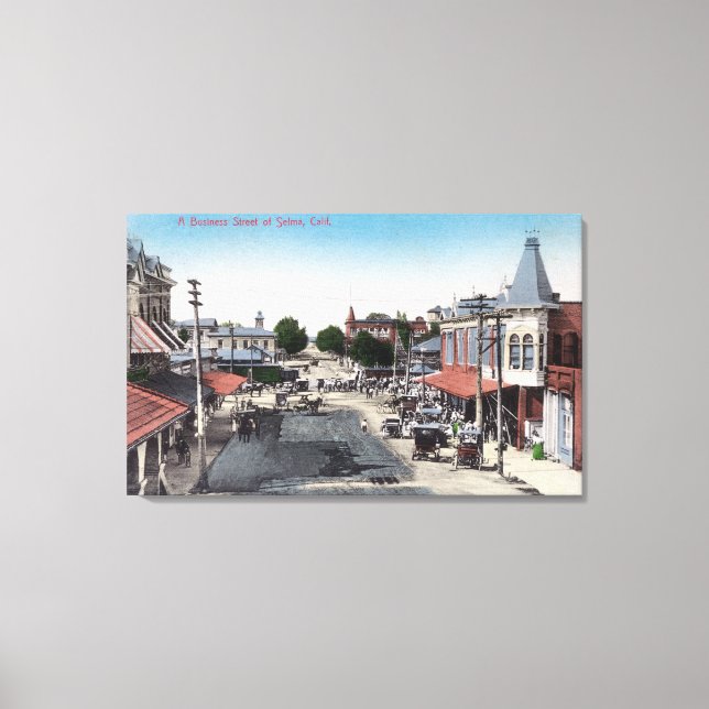 Lienzo Vista aérea de la sección de negociosSelma, CA (Anverso)