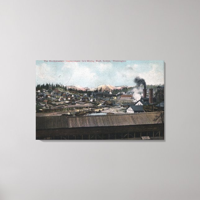 Lienzo Vista aérea de la sierra y ciudad minera (Anverso)