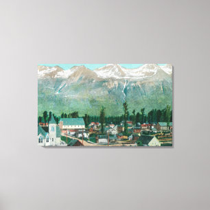 Lienzo Vista aérea de la zona residencial de la ciudad