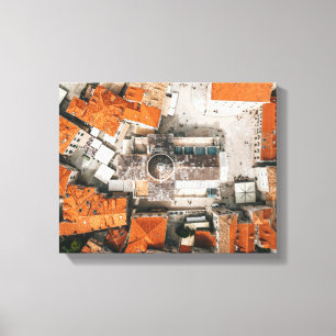 Lienzo vista aérea de las casas con catedral