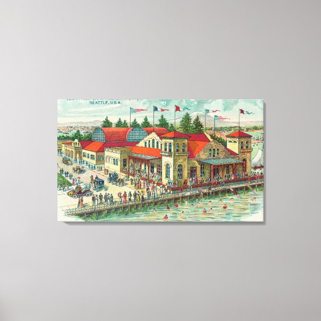 Lienzo Vista aérea de Luna Park Caf � y Natatorium (Anverso)