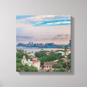 Lienzo Vista aérea de Olinda y de Recife Pernambuco el