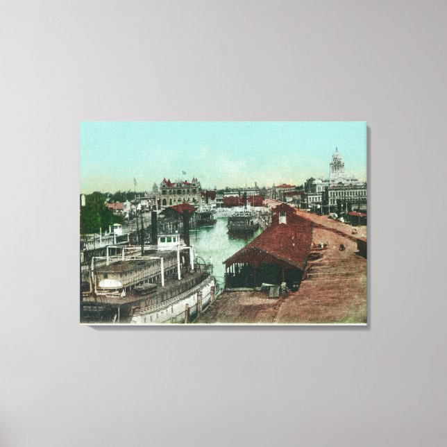 Lienzo Vista aérea de WaterfrontStockton, CA (Anverso)