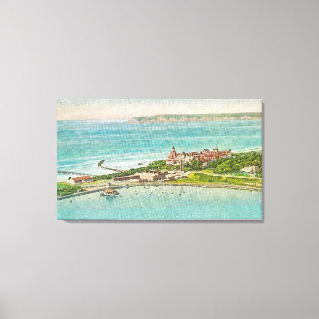Lienzo Vista aérea del Hotel del Coronado (Anverso)