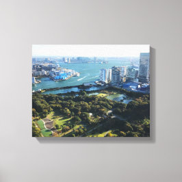 Lienzo Vista aérea del jardín japonés