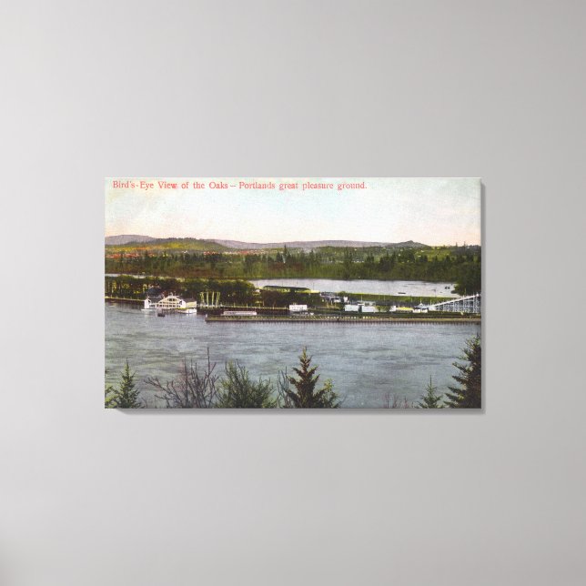 Lienzo Vista aérea del parque de atracciones Oaks (Anverso)