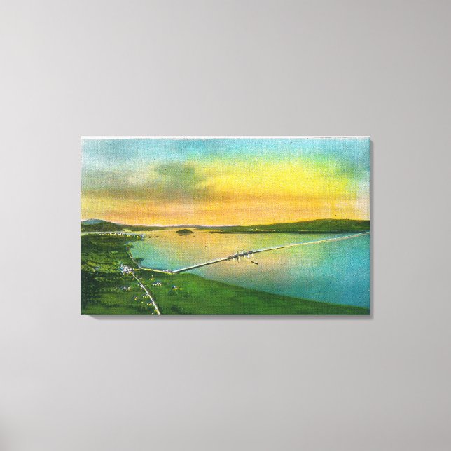 Lienzo Vista aérea del puente de la bahía a Hayward, CA (Anverso)