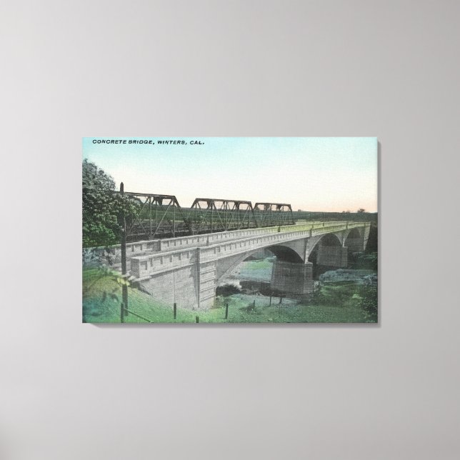 Lienzo Vista aérea del Puente Putah CreekWinters, CA (Anverso)