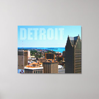 Lienzo Vista aérea del río de Detroit City Skyline