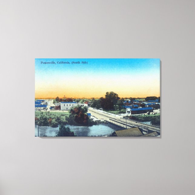 Lienzo Vista aérea del sur de TownPorterville, CA (Anverso)