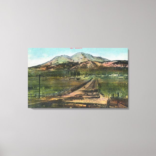 Lienzo Vista aérea del valle y del monte Shasta (Anverso)