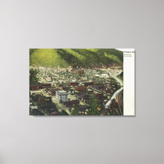 Lienzo Vista aérea noroeste de TownWallace, ID (Anverso)