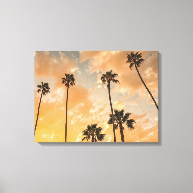 Lienzo Vista ascendente de palmas (Anverso)