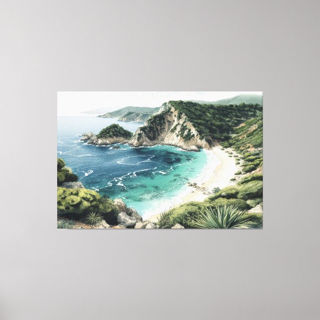 Lienzo Vista costera de Palaiokastritsa Painting, Corfú, (Anverso)