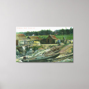 Lienzo Vista de barcos en la playa en Chinatown