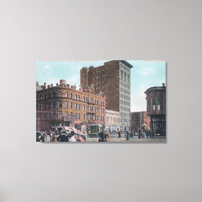Lienzo Vista de Broadway, calle 14, San Pablo Ave Junctio (Anverso)