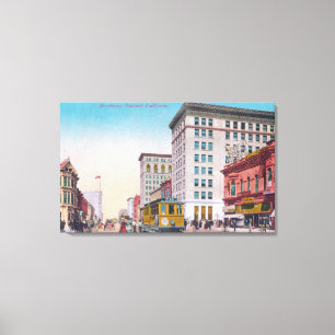 Lienzo Vista de Broadway con la calle CarOakland, CA