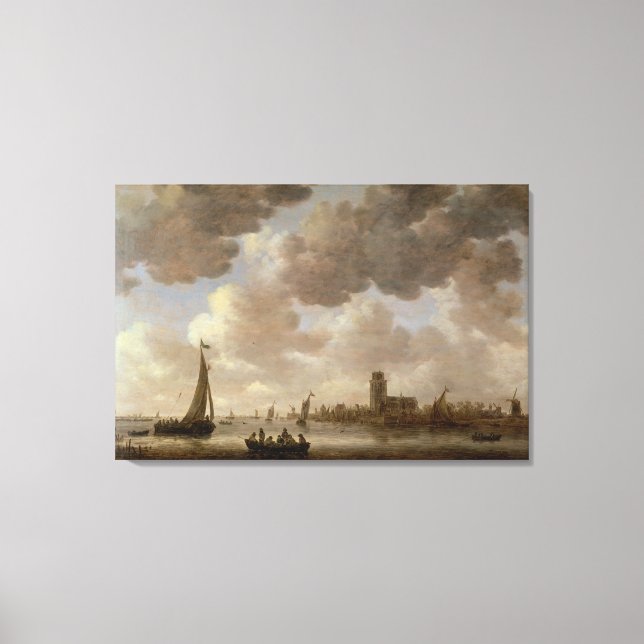 Lienzo Vista de Dordrecht Downstream desde Grote Kerk, (Anverso)
