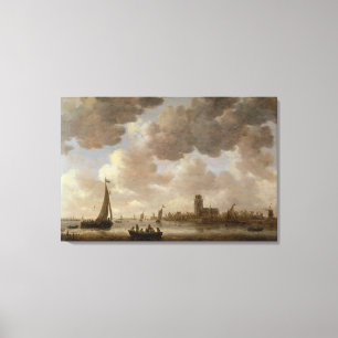 Lienzo Vista de Dordrecht rio abajo del Grote Kerk,