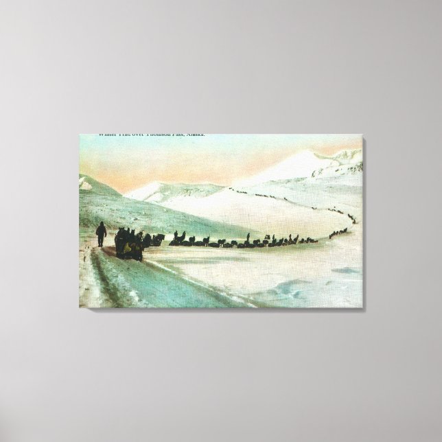 Lienzo Vista de escaladores de senderos de invierno (Anverso)