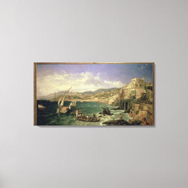 Lienzo Vista de Génova, 1854 (aceite sobre lienzo) (Anverso)