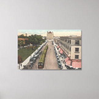 Lienzo Vista de la avenida del Pacífico y el ayuntamiento