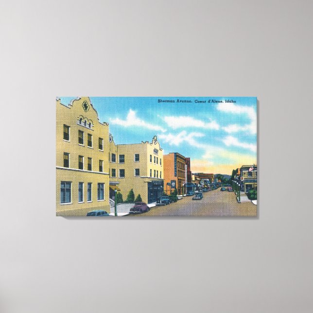 Lienzo Vista de la Avenida Sherman, Coeur d'Alene, ID (Anverso)