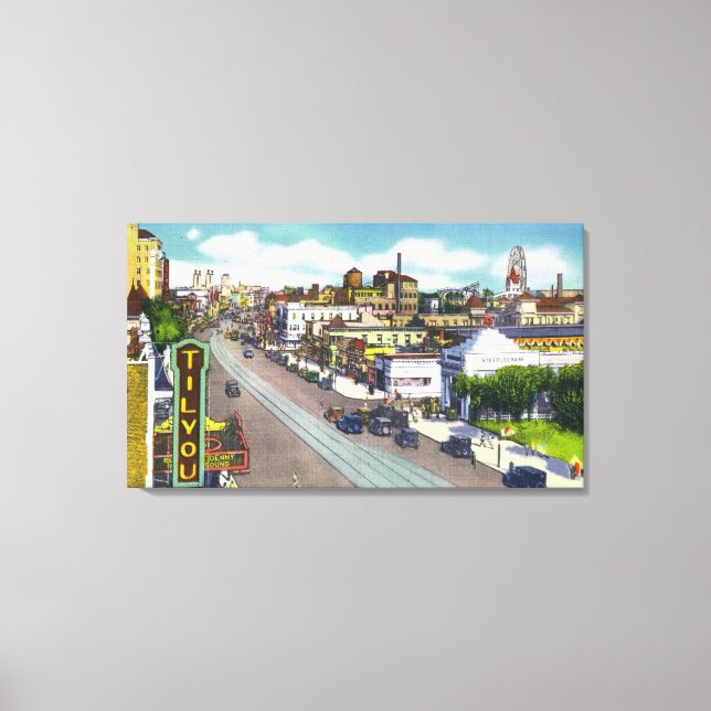 Lienzo Vista de la avenida Surf del Teatro Tilyou (Anverso)