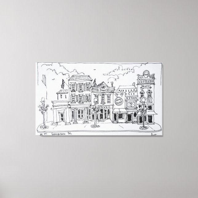 Lienzo Vista de la calle M en Georgetown, Washington DC. (Anverso)