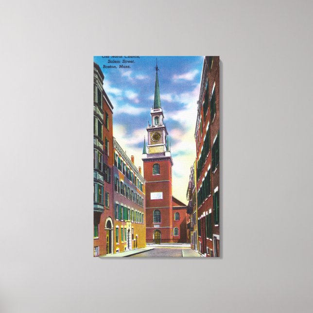 Lienzo Vista de la calle Salem de la antigua iglesia del  (Anverso)