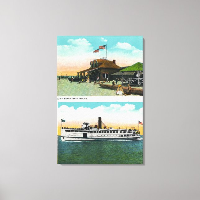 Lienzo Vista de la Casa de Baño Cliff Beach (Anverso)
