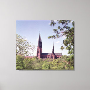 Lienzo Vista de la catedral de Uppsala del castillo