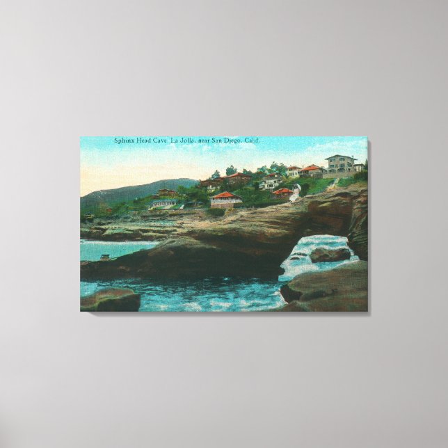 Lienzo Vista de la Cave de Cabeza EsfingeLa Jolla, CA (Anverso)