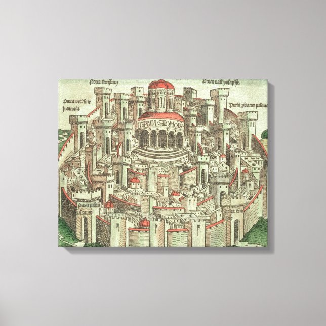 Lienzo Vista de la ciudad amurallada de Jerusalén mostran (Anverso)