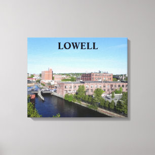 LIENZO VISTA DE LA CIUDAD DE LOWELL ENVUELTA