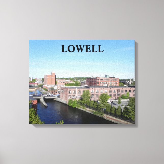 LIENZO VISTA DE LA CIUDAD DE LOWELL ENVUELTA (Anverso)