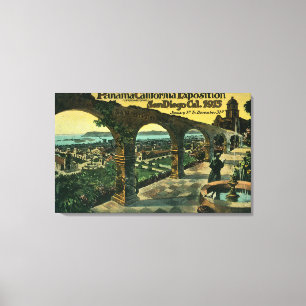 Lienzo Vista de la ciudad de una misión, expo de