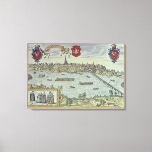 Lienzo Vista de la ciudad de Varsovia al lado del río