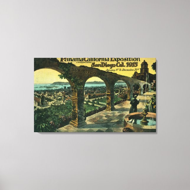 Lienzo Vista de la ciudad desde una misión, Expo Panamá-C (Anverso)