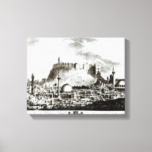 Lienzo Vista de la ciudad y el castillo de Alepo, Siria