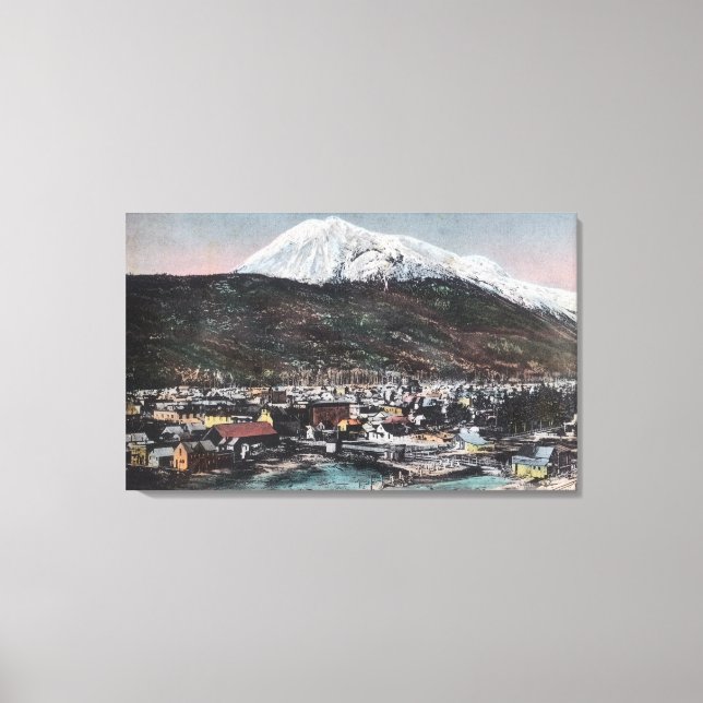Lienzo Vista de la ciudad y el Monte DeweySkagway, AK (Anverso)
